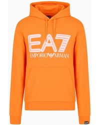 EA7 - Logo Series Sweatshirt Aus Baumwolle Mit Kapuze - Lyst