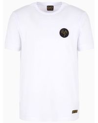 EA7 - Soccer T-shirt In A Stretch Viscose Blend - Lyst