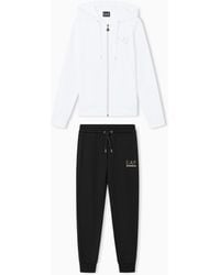 EA7 - Viscose Suit With A Zip-Up Hoodie And Micro-Studs Tracksuit - Lyst