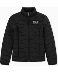 EA7 - Windbreaker Jacket With Wavy Striped Quilting Core Lady - Lyst