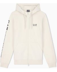 EA7 - Logo Series Sweatshirt Baumwolle Mit Kapuze Und Zip - Lyst