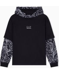 EA7 - Visibility Boy Pure Cotton Hooded Sweatshirt - Lyst