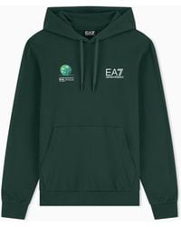 EA7 - Internazionali Bnl D'Italia Cotton Hooded Sweatshirt - Lyst