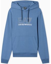 EA7 - Pure Cotton Hooded Sweatshirt - Lyst