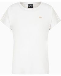 EA7 - T-shirt Girocollo Precious In Cotone E Modal - Lyst
