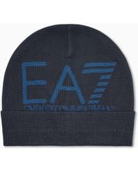 EA7 - Cuffed Beanie With Jacquard Logo Mountain Visibility - Lyst