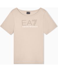 EA7 - Logo Series T-Shirt Aus Baumwollstretch-Jersey - Lyst