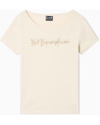 EA7 - Logo Series Stretch-Jersey T-Shirt With Signature Logo - Lyst