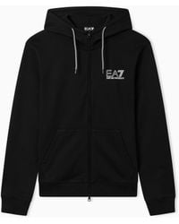 EA7 - Pure Cotton Zip-Up Sweatshirt - Lyst
