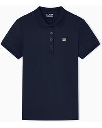 EA7 - Polo Jersey Di Cotone Stretch Con Logo - Lyst