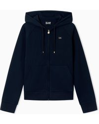 EA7 - Logo Sweatshirt With Zip And Drawstring Hood Core Lady - Lyst