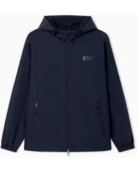 EA7 - Logo Series Nylon Hooded Jacket - Lyst