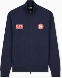 EA7 - Armani Olimpia Milano Cotton Jersey Full-Zip Sweatshirt - Lyst