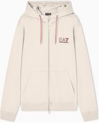 EA7 - Pure Cotton Zip-Up Sweatshirt - Lyst