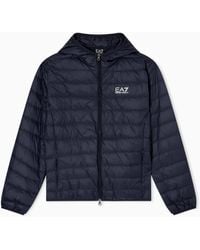 EA7 - Core Identity Packable Down Jacket With Hood - Lyst