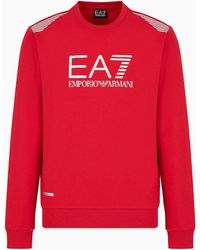 EA7 - Asv 7 Lines Sweatshirt Mit Rundhalsausschnitt, Gefertigt Aus Einer Baumwoll-mischung - Lyst