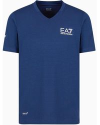 EA7 - T-shirt Scollo A V Tennis Pro In Tessuto Tecnico Ventus7 - Lyst