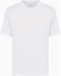 EA7 - Visibility T-shirt Aus Baumwoll-jersey Mit Rundhalsausschnitt - Lyst