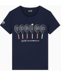 EA7 - Nitto Atp Finals Cotton Crew-Neck T-Shirt With Torino Graphic - Lyst