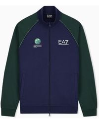 EA7 - Internazionali Bnl D'Italia Cotton Zip-Up Sweatshirt - Lyst
