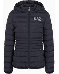 EA7 - Core Lady Recycled Technical Fabric Padded Hooded Jacket - Lyst