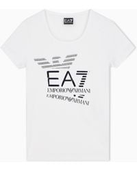 EA7 - T-Shirt "Logo Series" Slim Fit Short Sleeve Cotton Jersey - Lyst