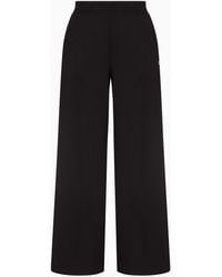 EA7 - Core Lady Stretch-Cotton Wide-Leg Trousers - Lyst