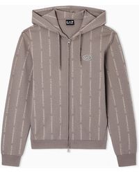 EA7 - Graphic Series Cotton-Blend Hooded Zip-Up Sweatshirt - Lyst