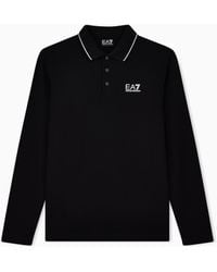 EA7 - Core Identity Stretch-Cotton, Long-Sleeved Polo Shirt - Lyst