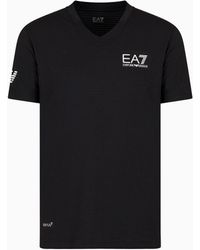 EA7 - Tennis Pro V-neck T-shirt In Ventus7 Technical Fabric - Lyst