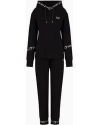 EA7 - Stretch-cotton Tracksuit With Logo Tape Detail - Lyst