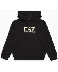 EA7 - Logo Series Boy Hooded Cotton Sweatshirt - Lyst