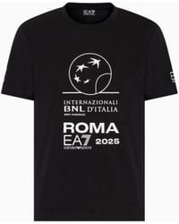 EA7 - Italian Open Stretch-Cotton, Crew-Neck T-Shirt With Oversized Print - Lyst