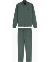 EA7 - Cotton Suit With A Stand Collar And Zip Core Identity - Lyst
