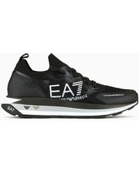 EA7 - Black & White Altura Knit Sneaker - Lyst
