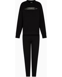 EA7 - Logo Series Trainingsanzug Aus Baumwoll-Interlock - Lyst