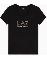 EA7 - Evolution Stretch Cotton And Modal Blend T-Shirt With Oversized Logo - Lyst