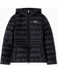 EA7 - Padded Jacket With A Fixed Hood And Front Zip Core Lady - Lyst