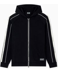 EA7 - Logo Series Cotton-Blend Hooded Zip-Up Sweatshirt - Lyst