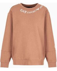 EA7 - Shiny Cotton Crew-neck Sweatshirt - Lyst