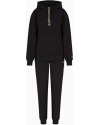 EA7 - Stretch Cotton Jersey Hooded Tracksuit - Lyst