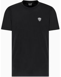 EA7 - Premium Shield T-Shirt Mit Rundhalsausschnitt Aus Einer Elastischen Viskose-Mischung - Lyst