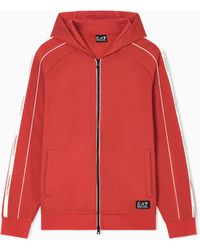 EA7 - Logo Series Sweatshirt Mit Kapuze Und Reißverschluss, Gefertigt Aus Einer Baumwoll-Mischung - Lyst
