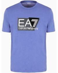 EA7 - T-shirt Visibility In Jersey Di Cotone Stretch A Maniche Corte - Lyst