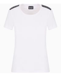 EA7 - T-shirt Girocollo Logo Series In Misto Cotone Organico Asv - Lyst
