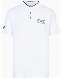 EA7 - Tennis Pro Henley-collar Polo Shirt In Ventus7 Technical Fabric - Lyst
