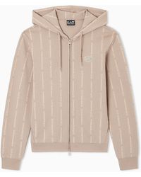 EA7 - Graphic Series Cotton-Blend Hooded Zip-Up Sweatshirt - Lyst