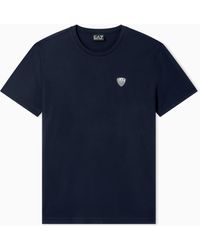 EA7 - Premium Shield T-Shirt Mit Rundhalsausschnitt Aus Einer Elastischen Viskose-Mischung - Lyst