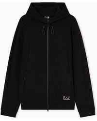 EA7 - Cotton-Blend Hooded Sweatshirt - Lyst