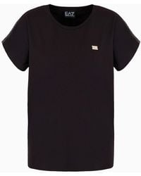 EA7 - Precious Crew-neck T-shirt In Cotton And Modal - Lyst